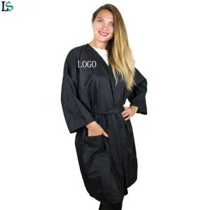 Kimono noir effet satin - Kimono1