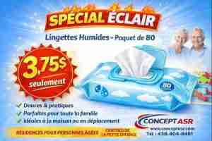 Spécial éclair - lingettes humides sans alcool