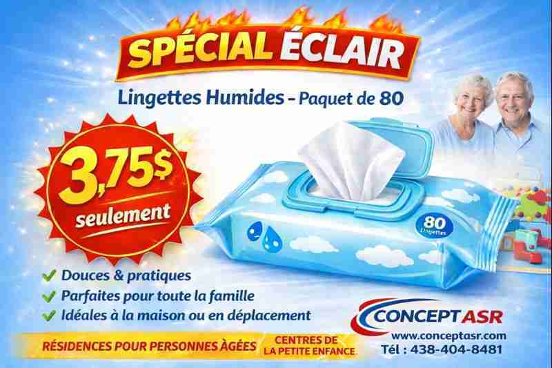 Spécial éclair - lingettes humides sans alcool