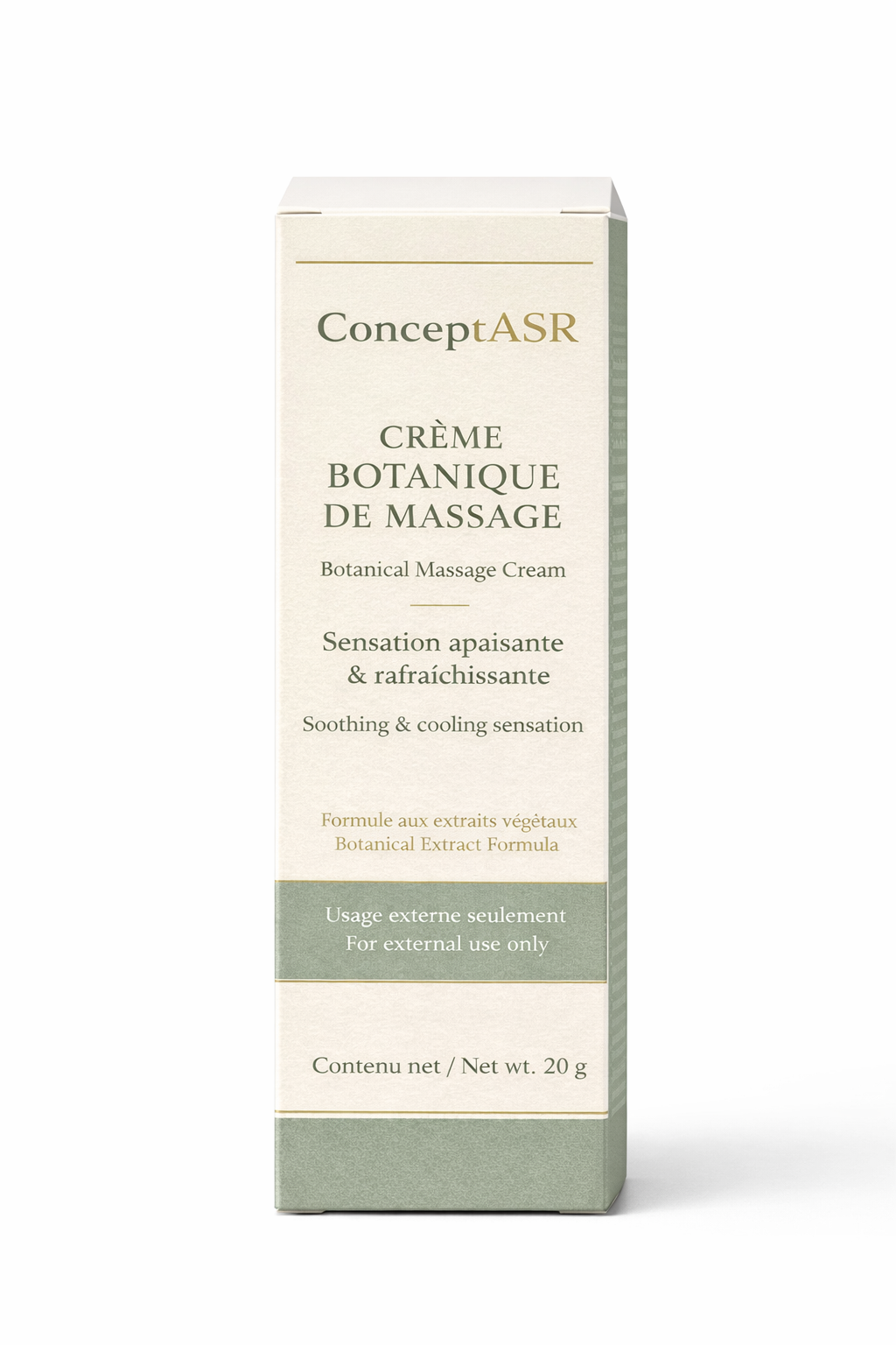 Crème Botanique de Massage ConceptASR – 20 g | Sensation Apaisante & Rafraîchissante