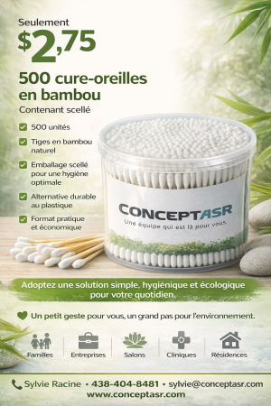 Cure-oreilles en bambou (500 unités) - Contenant scellé écologique
