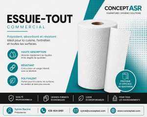 Essuie-tout commercial 2 plis - rouleaux de 80 feuilles