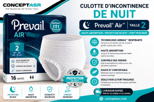 Culotte d’incontinence de nuit Prevail Air Taille 2 | Haute absorption