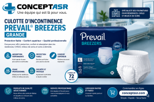 Culotte d’incontinence adulte Prevail® Breezers – Grand – 72 unités