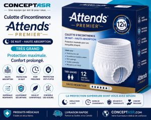 Culotte d’incontinence de nuit Attends Premier Très grand | Haute absorption