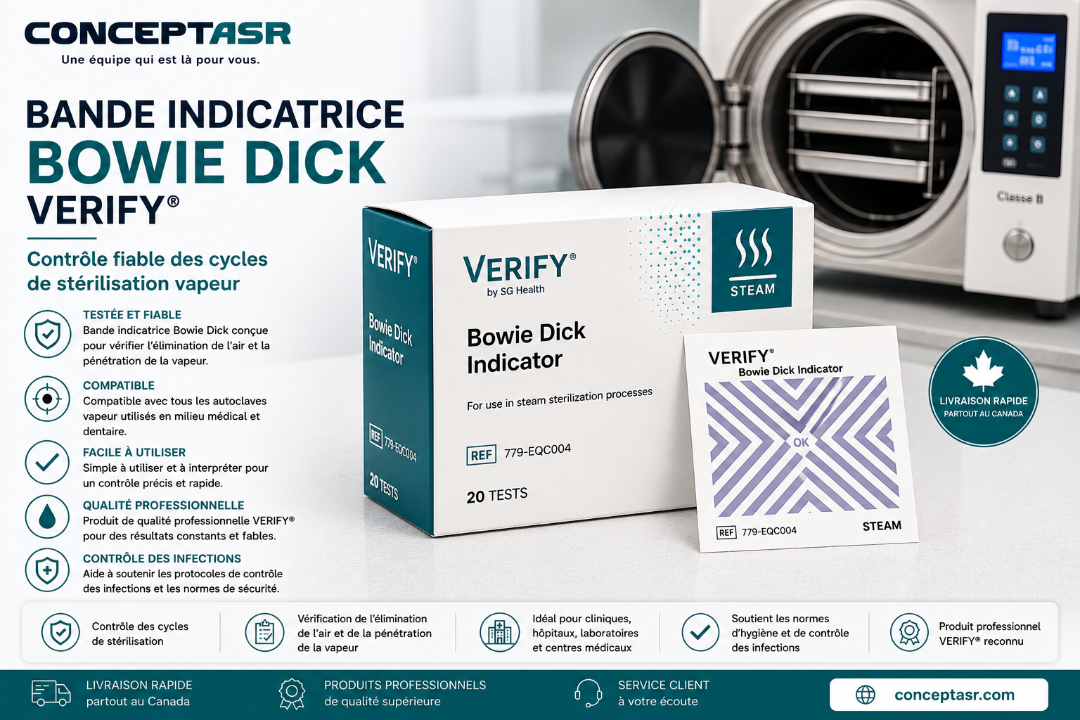 Bande indicatrice Bowie Dick VERIFY®