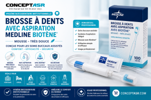 Brosse à dents avec aspiration Medline Biotène | Hygiène buccodentaire institutionnelle | Concept ASR
