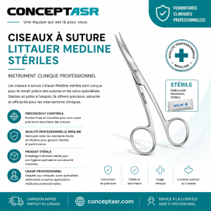 Ciseaux à suture Littauer Medline stériles – Instrument clinique professionnel