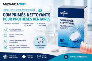 Comprimés nettoyants pour prothèses dentaires Medline | Hygiène buccodentaire institutionnelle | Concept ASR