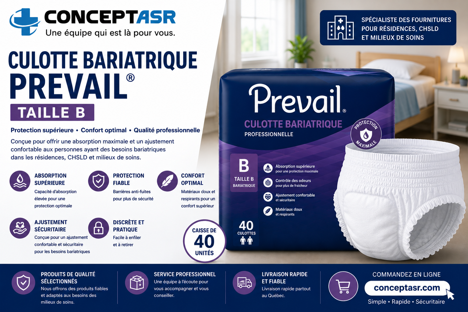 Culotte bariatrique professionnelle Prevail® – Taille B