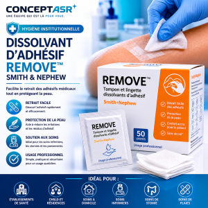 Tampon et lingette dissolvants d’adhésif Remove™ Smith & Nephew | Hygiène institutionnelle | Concept ASR