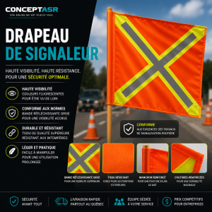 Drapeau de signaleur avec bâton