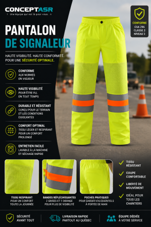Pantalon de signaleur haute visibilité