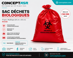 Sac déchets biologiques rouge 11 x 14,25 po | Concept ASR