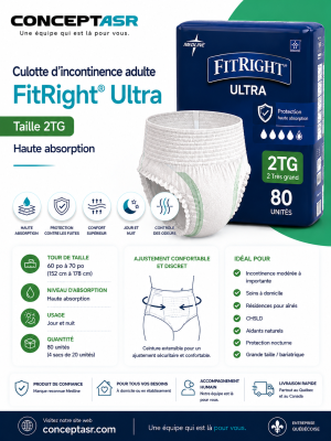 Culotte d’incontinence adulte FitRight Ultra 2TG – Haute absorption