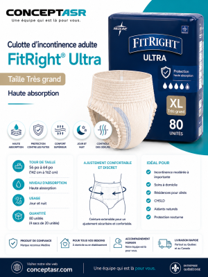 Culotte d’incontinence adulte FitRight Ultra Très grand – Haute absorption
