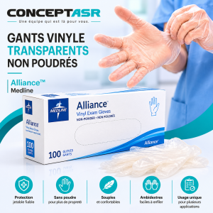 Gants vinyle transparents non poudrés Alliance™ | Medline