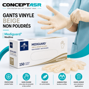 Gants vinyle beige non poudrés Mediguard® | Medline