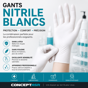 ⚪ Gants nitrile blancs