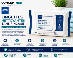 MEDLINE® LINGETTES NETTOYANTES SANS RINÇAGE 96 UNITÉS