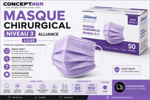 Masque chirurgical niveau 3 lilas Alliance | Concept ASR