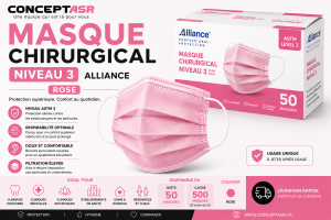 Masque chirurgical niveau 3 rose Alliance | Concept ASR
