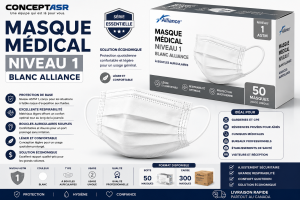 Masque médical niveau 1 blanc Alliance | Concept ASR