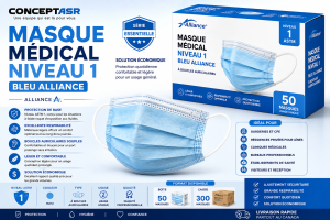 Masque médical niveau 1 bleu Alliance | Concept ASR