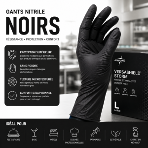 ⚫ Gants nitrile noirs | Protection professionnelle | Concept ASR
