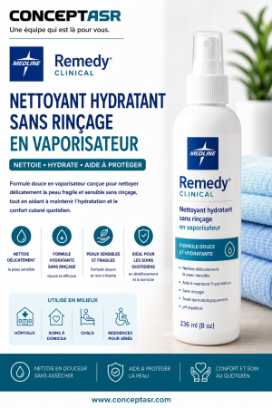 REMEDY® CLINICAL NETTOYANT HYDRATANT SANS RINÇAGE EN VAPORISATEUR 236 ML