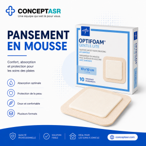 Pansement en mousse silicone avec bordure Medline Optifoam® Gentle Lite 10 x 10 cm