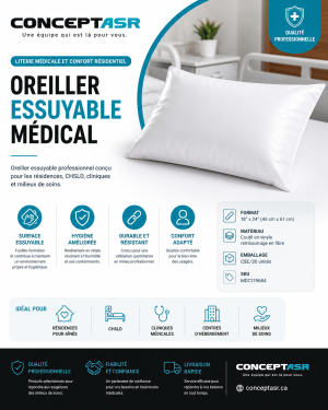 Oreiller médical essuyable Medsoft pour CHSLD et résidences | ConceptASR