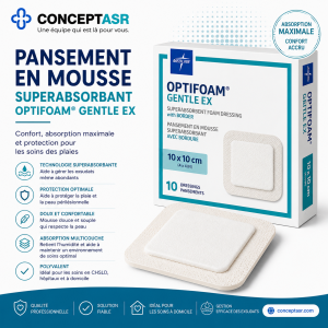 Pansement en mousse superabsorbant Medline Optifoam® Gentle EX 10 x 10 cm