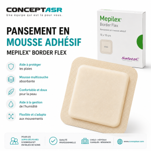 Pansement en mousse adhésif Mepilex® Border Flex 10 x 10 cm