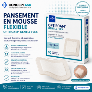 Pansement en mousse flexible Medline Optifoam® Gentle Flex 10 x 10 cm