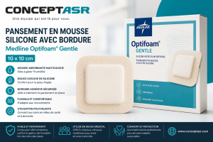 Pansement en mousse silicone avec bordure Medline Optifoam® Gentle 10 x 10 cm