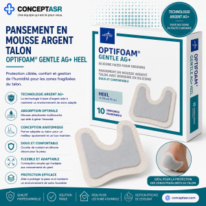 Pansement en mousse argent talon Medline Optifoam® Gentle Ag+ Heel