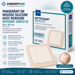 Pansement en mousse silicone avec bordure Medline Optifoam® Gentle EX 20 x 20 cm