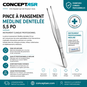 Pince à pansement Medline dentelée | Instrument clinique professionnel