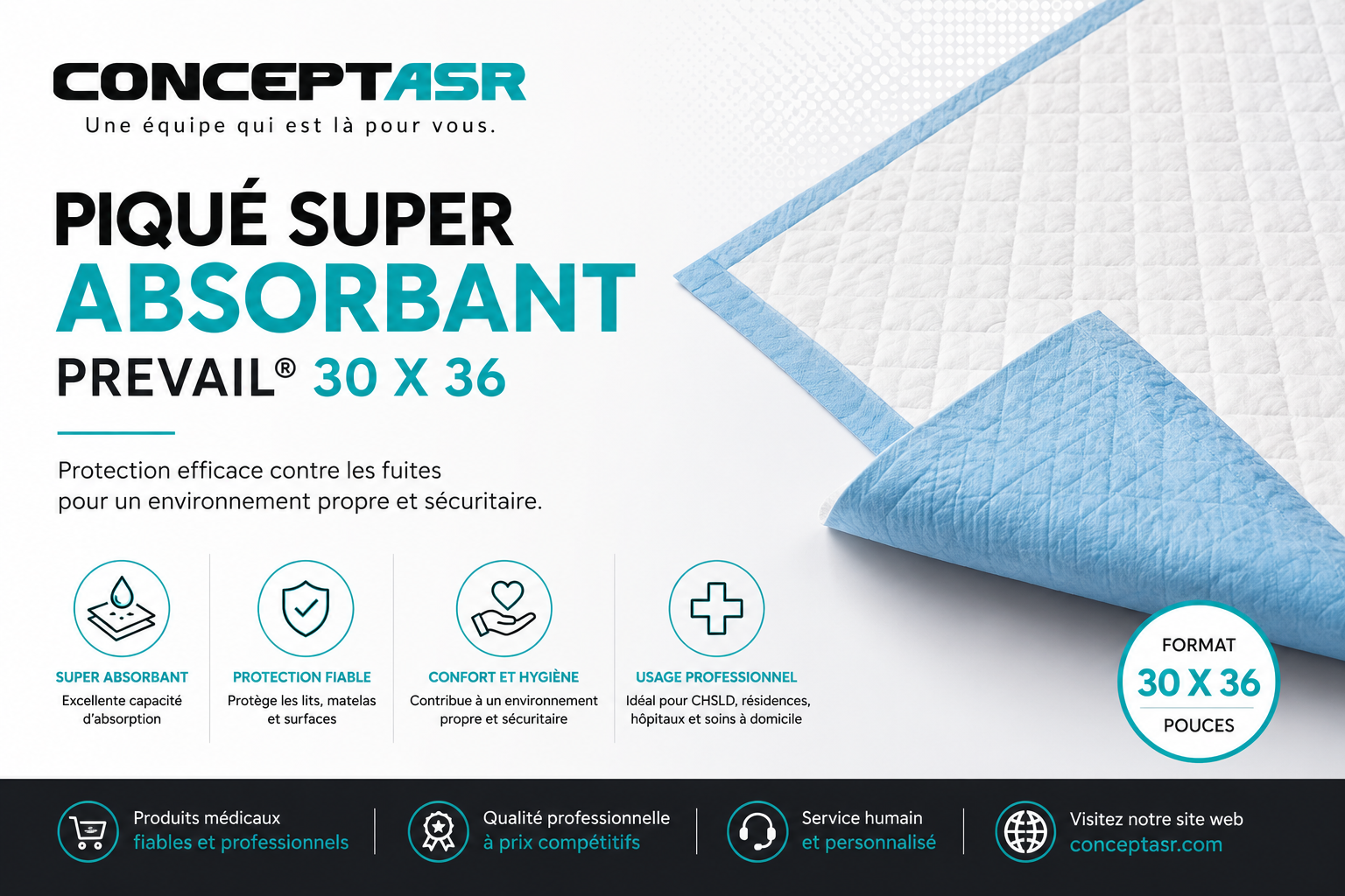 Piqué super absorbant Prevail® – 30 x 36