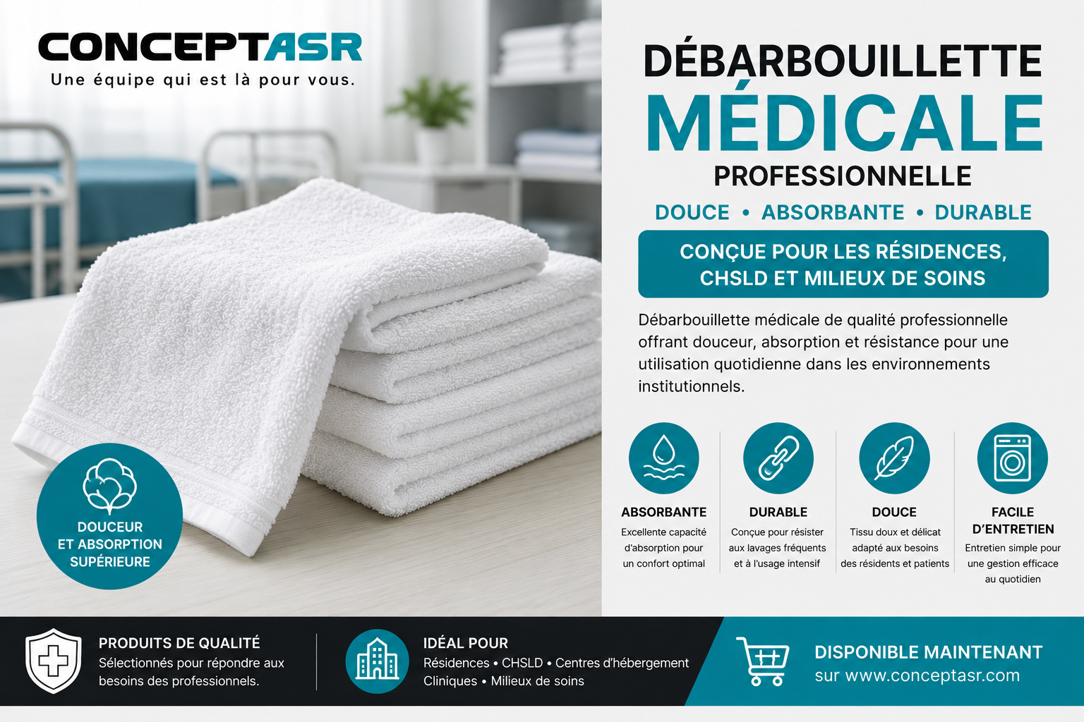Débarbouillette médicale professionnelle ConceptASR – Douzaine