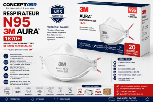 Respirateur N95 3M Aura 1870+ | Protection médicale professionnelle | Concept ASR
