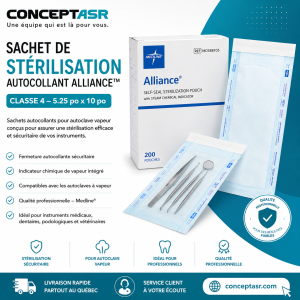 Sachet de stérilisation autocollant Alliance™ Classe 4 – 5.25 po x 10 po