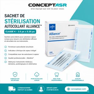 Sachet de stérilisation autocollant Alliance™ 3.5 x 5.25 – Classe 4 Autoclave
