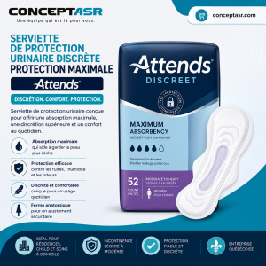Serviette de protection urinaire discrète Attends® – protection maximale