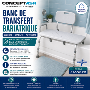 Banc de transfert bariatrique avec dossier Medline | Club Sérénité