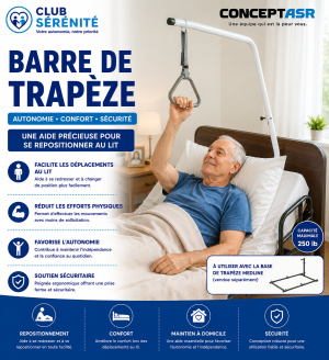 Barre de trapèze Medline | Aide au repositionnement au lit | Club Sérénité