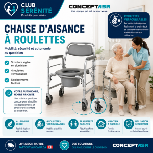 Chaise d'aisance à roulettes Medline | Aluminium léger