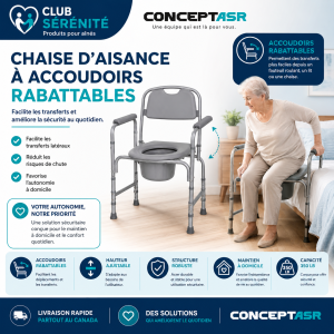 Chaise d'aisance à accoudoirs rabattables Medline | Club Sérénité