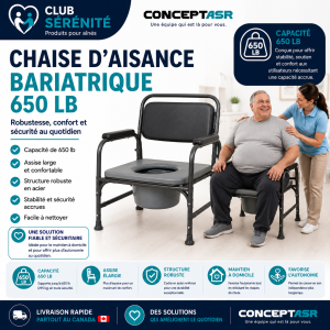 Chaise d'aisance bariatrique 650 lb | Club Sérénité